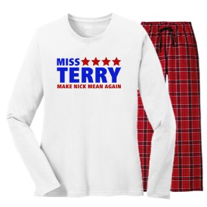 Miss Terry Make Nick Mean Again Funny Tees Women's Long Sleeve Flannel Pajama Set 