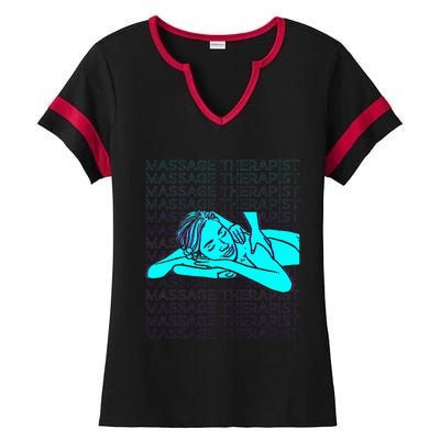 Massage Therapist Massage Therapy Masseuse Retro Ladies Halftime Notch Neck Tee