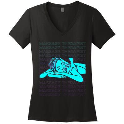 Massage Therapist Massage Therapy Masseuse Retro Women's V-Neck T-Shirt