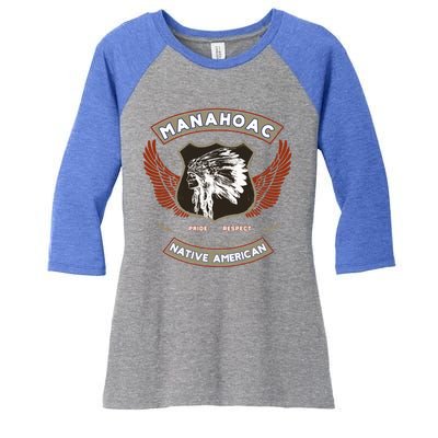 Manahoac Tribe Native American Indian Pride Respect Retro Cute Gift Women's Tri-Blend 3/4-Sleeve Raglan Shirt