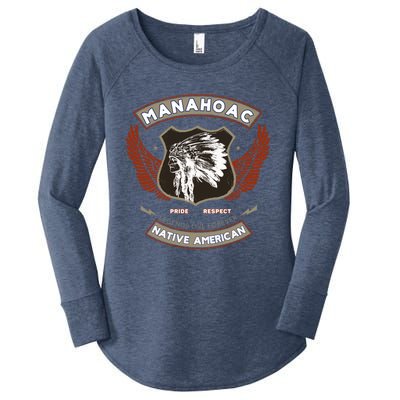 Manahoac Tribe Native American Indian Pride Respect Retro Cute Gift Women's Perfect Tri Tunic Long Sleeve Shirt