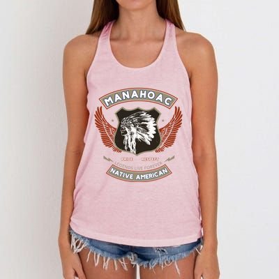 Manahoac Tribe Native American Indian Pride Respect Retro Cute Gift Women's Knotted Racerback Tank