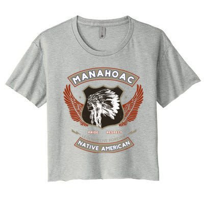 Manahoac Tribe Native American Indian Pride Respect Retro Cute Gift Women's Crop Top Tee