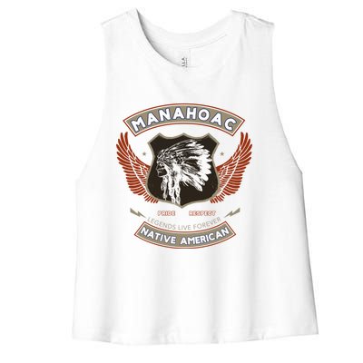 Manahoac Tribe Native American Indian Pride Respect Retro Cute Gift Women's Racerback Cropped Tank