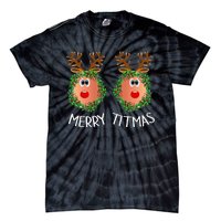 Merry Titmas Naughty Christmas Sweater Reindeer Boobs Ugly Tie-Dye T-Shirt