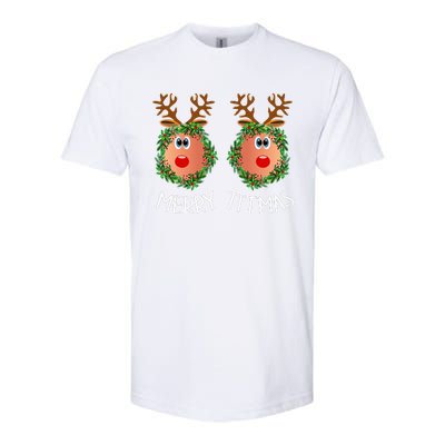 Merry Titmas Naughty Christmas Sweater Reindeer Boobs Ugly Softstyle CVC T-Shirt