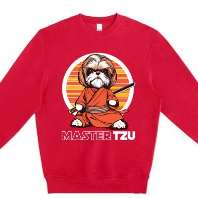 Master Tzu Ninja Shih Tzu Samurai Dog Anime Premium Crewneck Sweatshirt