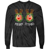 Merry Titmas Naughty Christmas Sweater Reindeer Boobs Ugly Tie-Dye Long Sleeve Shirt