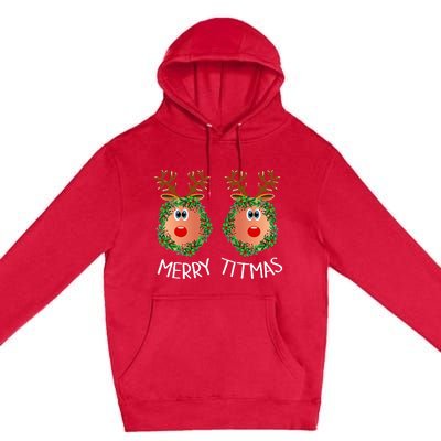 Merry Titmas Naughty Christmas Sweater Reindeer Boobs Ugly Premium Pullover Hoodie