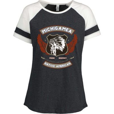 Michigamea Tribe Native American Indian Pride Respect Gift Enza Ladies Jersey Colorblock Tee