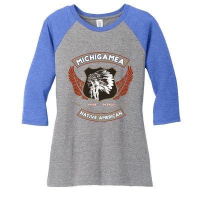 Michigamea Tribe Native American Indian Pride Respect Gift Women's Tri-Blend 3/4-Sleeve Raglan Shirt