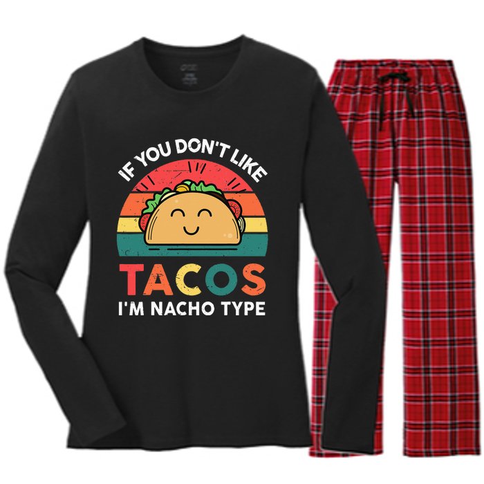 Mexican Taco Nacho Type Mexico Pride Funny Fiesta Women's Long Sleeve Flannel Pajama Set 