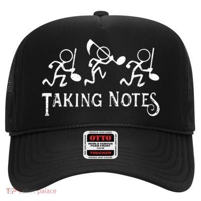 Musical Taking Notes Music Lovers Teachers High Crown Mesh Back Trucker Hat