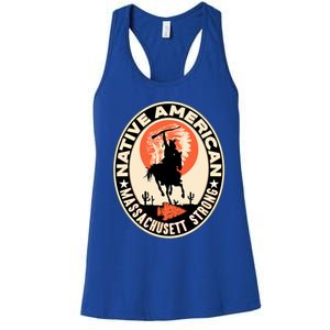 Massachusett Tribe Native American Indian Pride Art Deco Gift Women's Racerback Tank