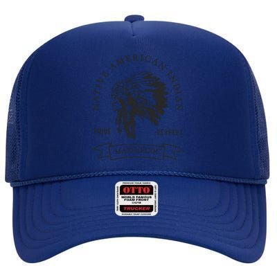 Matinecoc Tribe Native American Indian Pride Respect Vintag Gift High Crown Mesh Back Trucker Hat