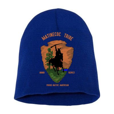 Matinecoc Tribe Native American Indian Pride Vintage Retro Gift Short Acrylic Beanie