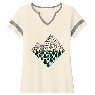 Mountains Trekking Nature Hiking Camping Outdoor Hiker Gift Ladies Halftime Notch Neck Tee