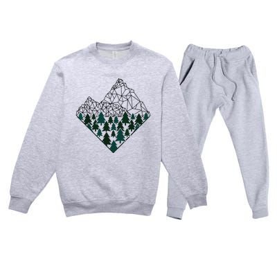 Mountains Trekking Nature Hiking Camping Outdoor Hiker Gift Premium Crewneck Sweatsuit Set