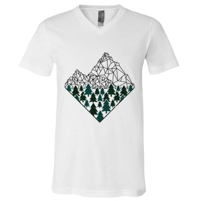 Mountains Trekking Nature Hiking Camping Outdoor Hiker Gift V-Neck T-Shirt