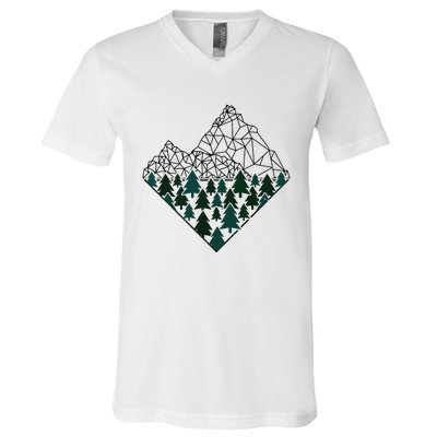 Mountains Trekking Nature Hiking Camping Outdoor Hiker Gift V-Neck T-Shirt