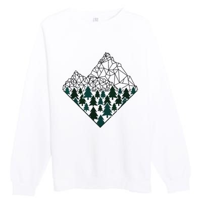 Mountains Trekking Nature Hiking Camping Outdoor Hiker Gift Premium Crewneck Sweatshirt