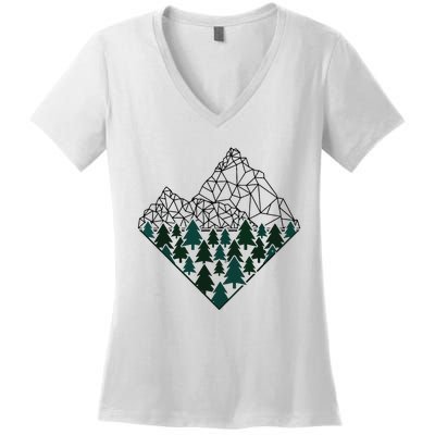 Mountains Trekking Nature Hiking Camping Outdoor Hiker Gift Women's V-Neck T-Shirt