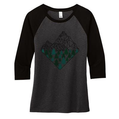 Mountains Trekking Nature Hiking Camping Outdoor Hiker Gift Women's Tri-Blend 3/4-Sleeve Raglan Shirt