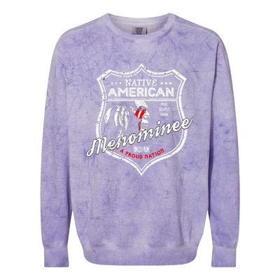 Menominee Tribe Native American Indian Strong Pride Badge Gift Colorblast Crewneck Sweatshirt