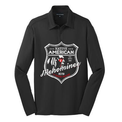 Menominee Tribe Native American Indian Strong Pride Badge Gift Silk Touch Performance Long Sleeve Polo