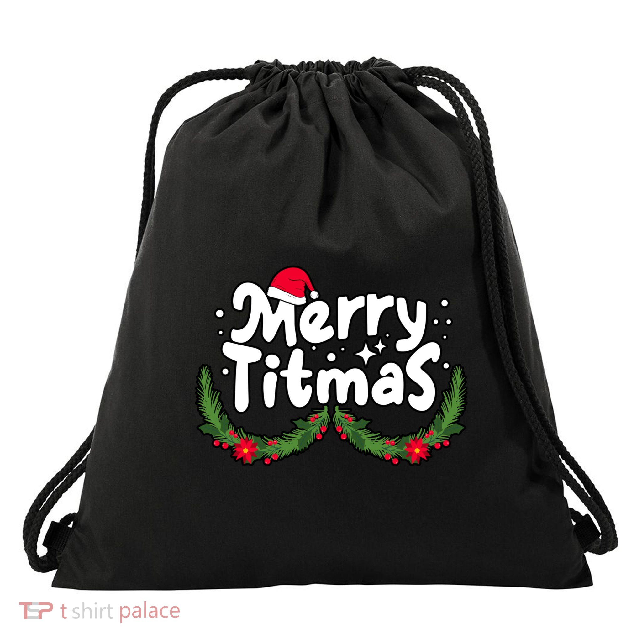 Merry Titmas Naughty Christmas Xmas Drawstring Bag