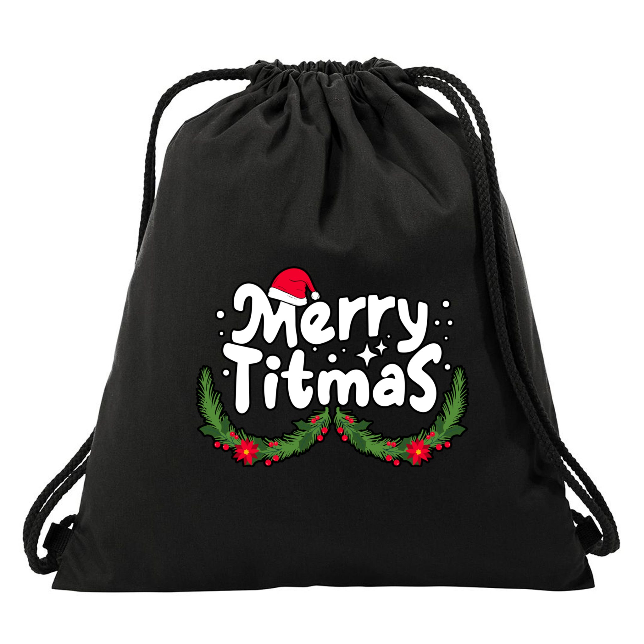 Merry Titmas Naughty Christmas Xmas Drawstring Bag
