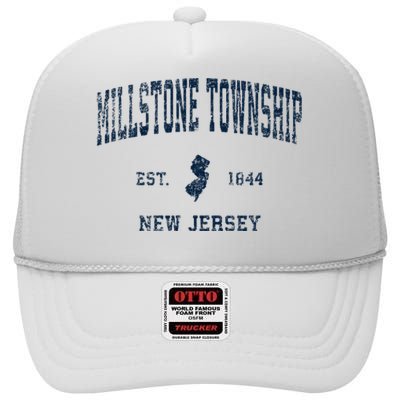 Millstone Township New Jersey Nj Vintage Sports High Crown Mesh Back Trucker Hat