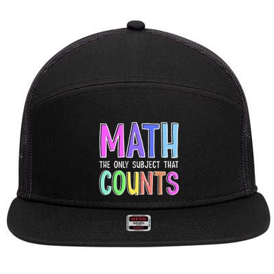 Math The Only Subject That Counts Happy 100 Days Of School 7 Panel Mesh Trucker Snapback Hat