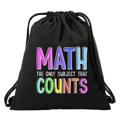 Math The Only Subject That Counts Happy 100 Days Of School Drawstring Bag