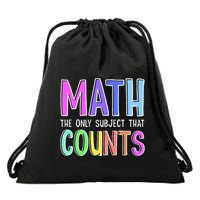 Math The Only Subject That Counts Happy 100 Days Of School Drawstring Bag
