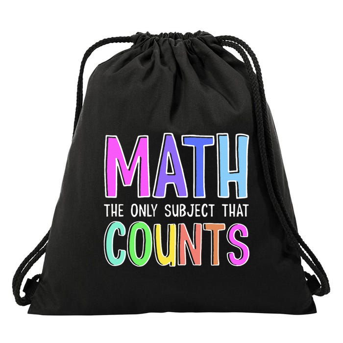 Math The Only Subject That Counts Happy 100 Days Of School Drawstring Bag
