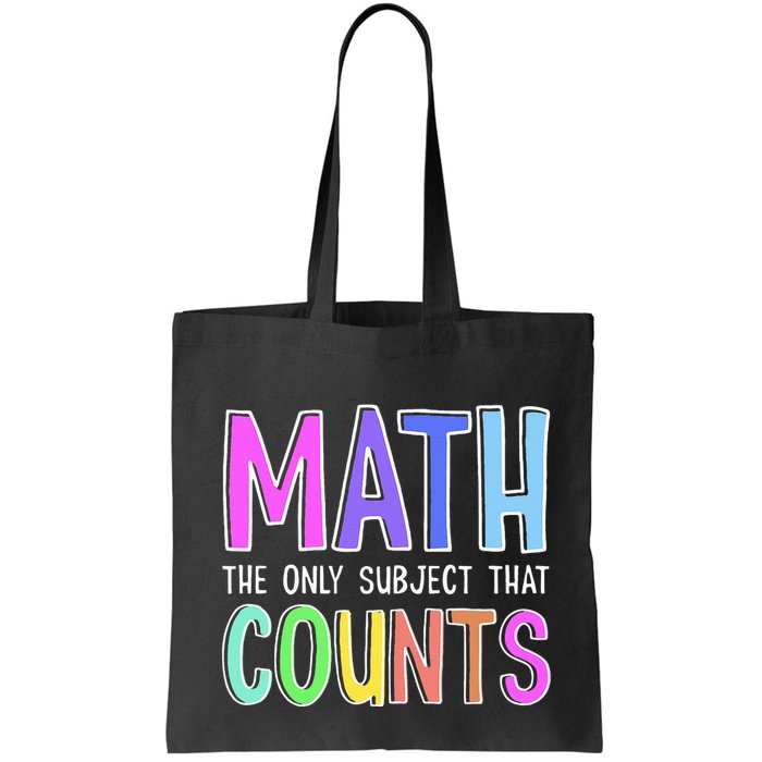 Math The Only Subject That Counts Happy 100 Days Of School Bag