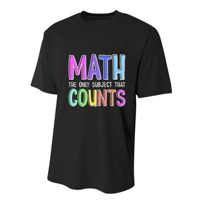 Math The Only Subject That Counts Happy 100 Days Of School Youth Performance Sprint T-Shirt