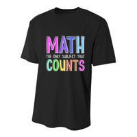 Math The Only Subject That Counts Happy 100 Days Of School Youth Performance Sprint T-Shirt