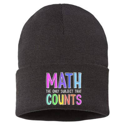 Math The Only Subject That Counts Happy 100 Days Of School Sustainable Knit Beanie