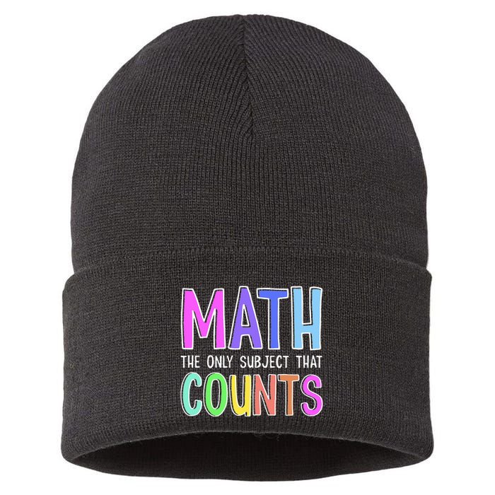 Math The Only Subject That Counts Happy 100 Days Of School Sustainable Knit Beanie