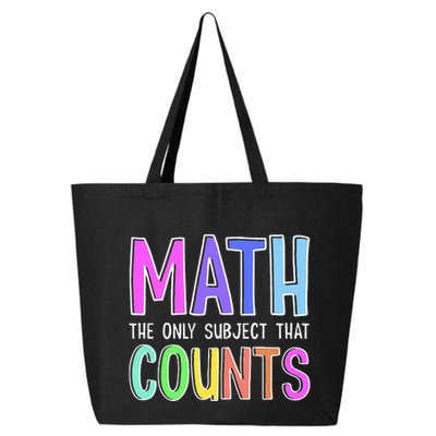 Math The Only Subject That Counts Happy 100 Days Of School 25L Jumbo Tote