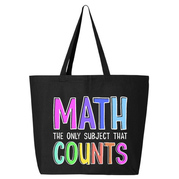 Math The Only Subject That Counts Happy 100 Days Of School 25L Jumbo Tote