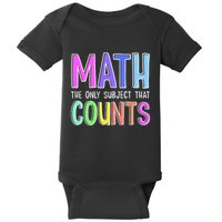 Math The Only Subject That Counts Happy 100 Days Of School Baby Bodysuit