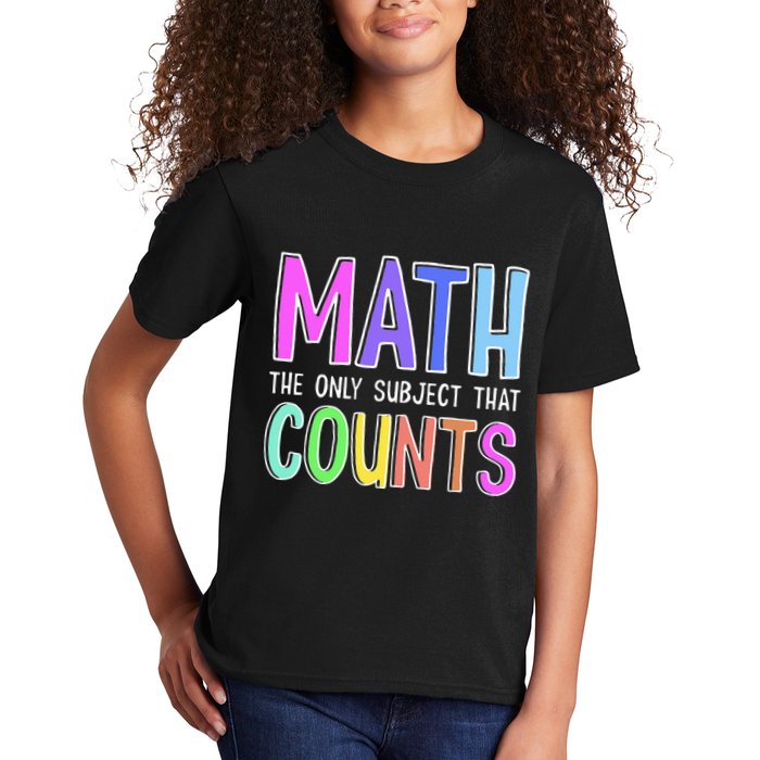 Math The Only Subject That Counts Happy 100 Days Of School Kids T-Shirt