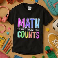 Math The Only Subject That Counts Happy 100 Days Of School Kids T-Shirt