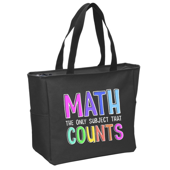 Math The Only Subject That Counts Happy 100 Days Of School Zip Tote Bag
