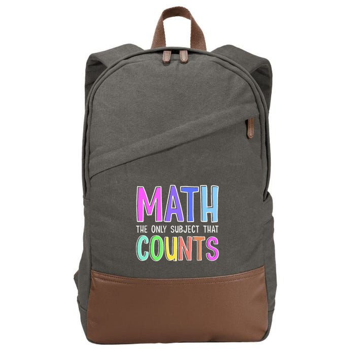 Math The Only Subject That Counts Happy 100 Days Of School Cotton Canvas Backpack
