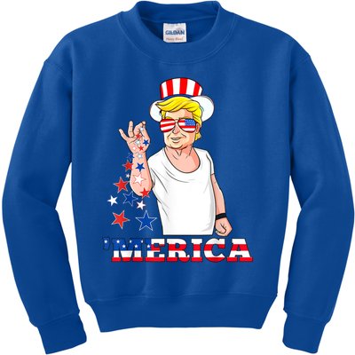 Merica Trump Outfits 4th Of July Funny Gift Kids Sweatshirt