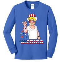 Merica Trump Outfits 4th Of July Funny Gift Kids Long Sleeve Shirt